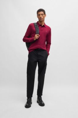 Stretch-cotton polo shirt in a slim fit, Light Red