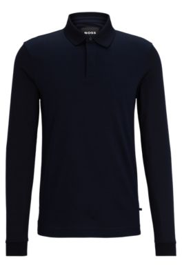 BOSS Polo Slim Fit en coton stretch Bleu foncé - Main Image