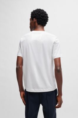 Camiseta Porsche x BOSS slim fit de algod&oacute;n mercerizado con detalle especial de la marca, Blanco