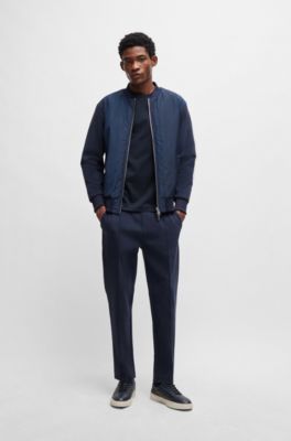 Camiseta Porsche x BOSS slim fit de algod&oacute;n mercerizado con detalle especial de la marca, Azul oscuro