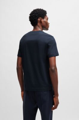 Camiseta Porsche x BOSS slim fit de algod&oacute;n mercerizado con detalle especial de la marca, Azul oscuro