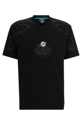 Shop Hugo Boss Boss X Nfl Oversize-fit T-shirt With Collaborative Branding In Dolphins