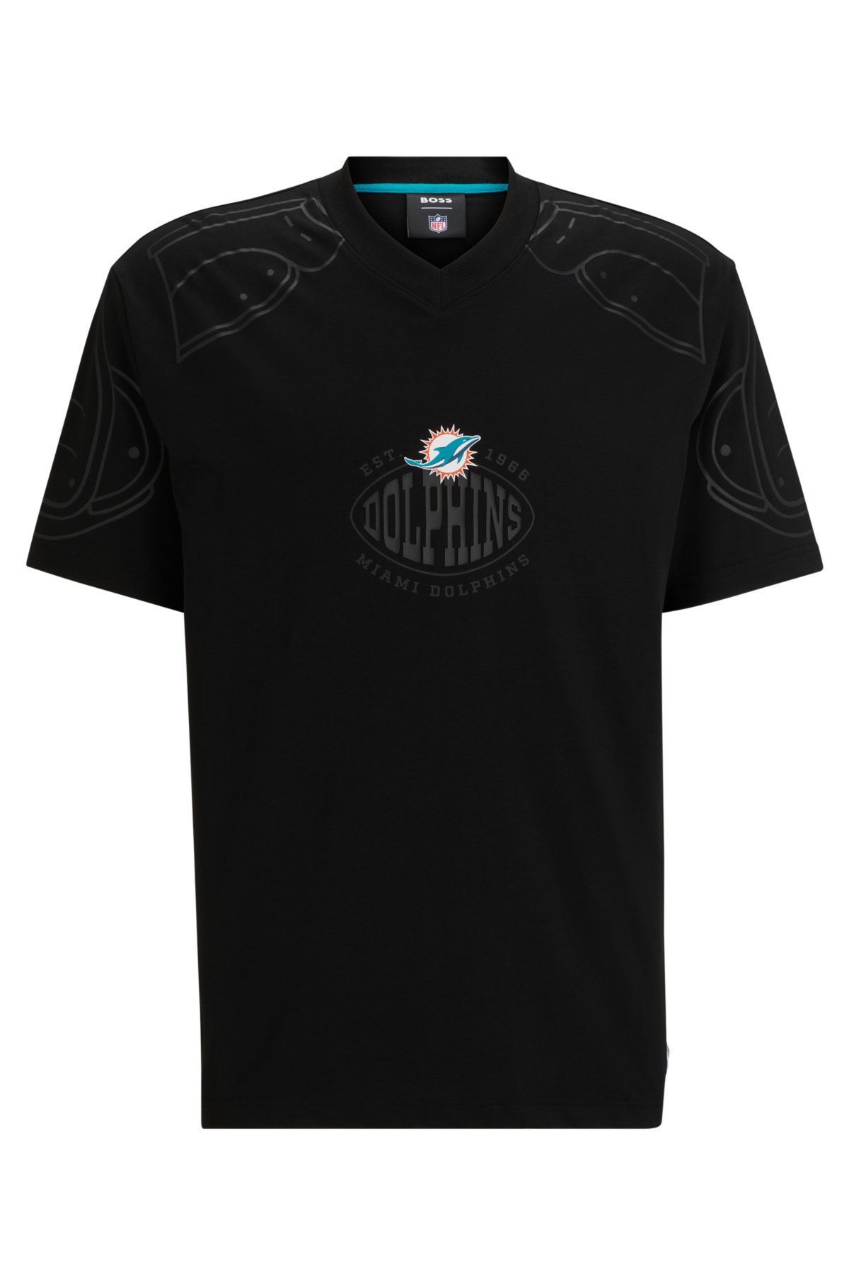 BOSS x NFL oversize-fit T-shirt with collaborative branding, Dolphins