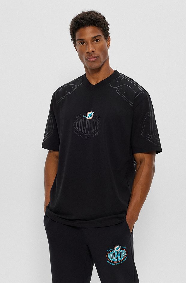 BOSS x NFL oversize-fit T-shirt with collaborative branding, Dolphins