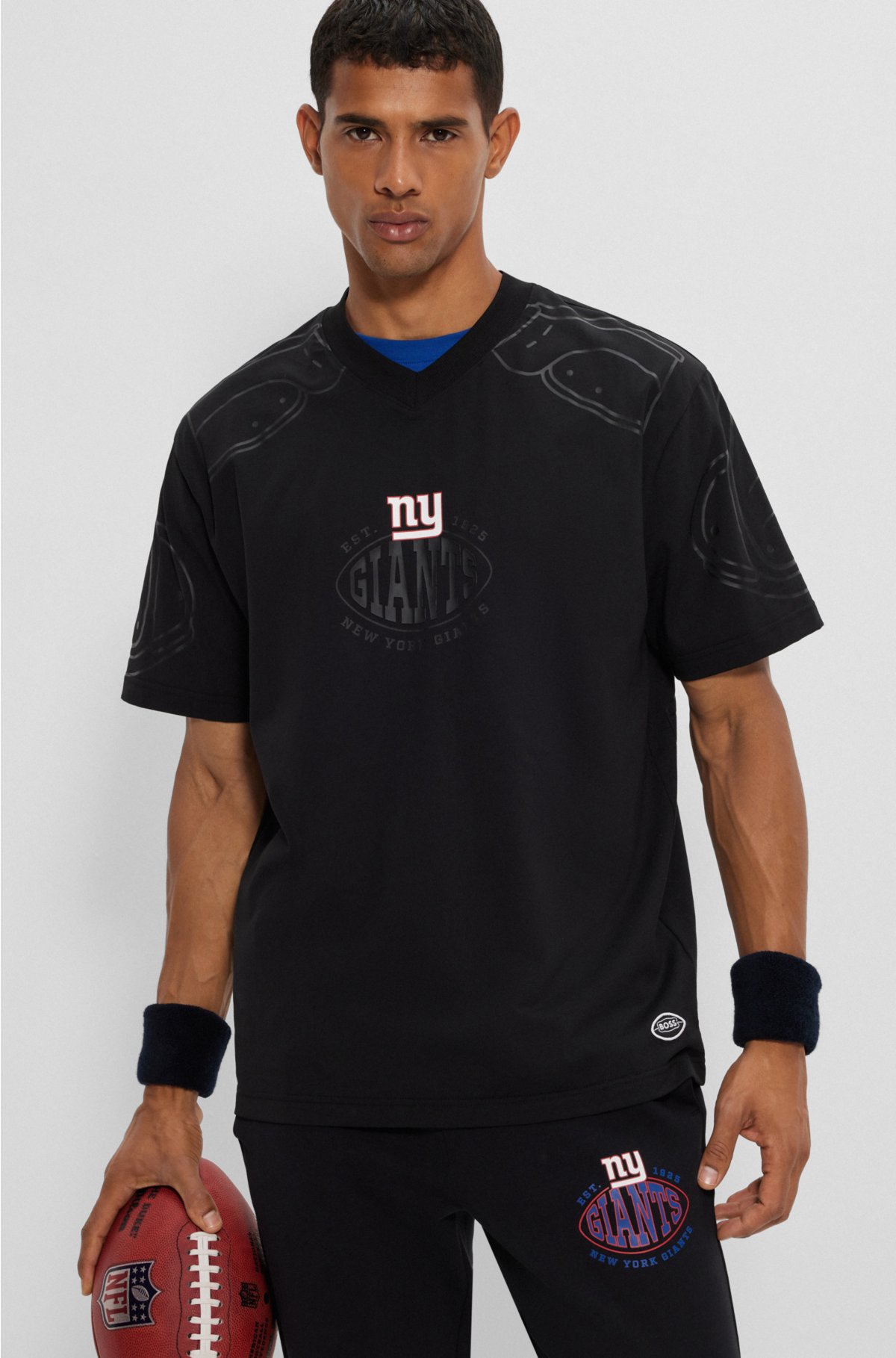 BOSS x NFL oversize-fit T-shirt with collaborative branding, Giants