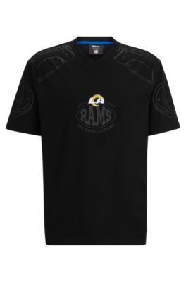 Shop Hugo Boss Boss X Nfl Oversize-fit T-shirt With Collaborative Branding In Rams