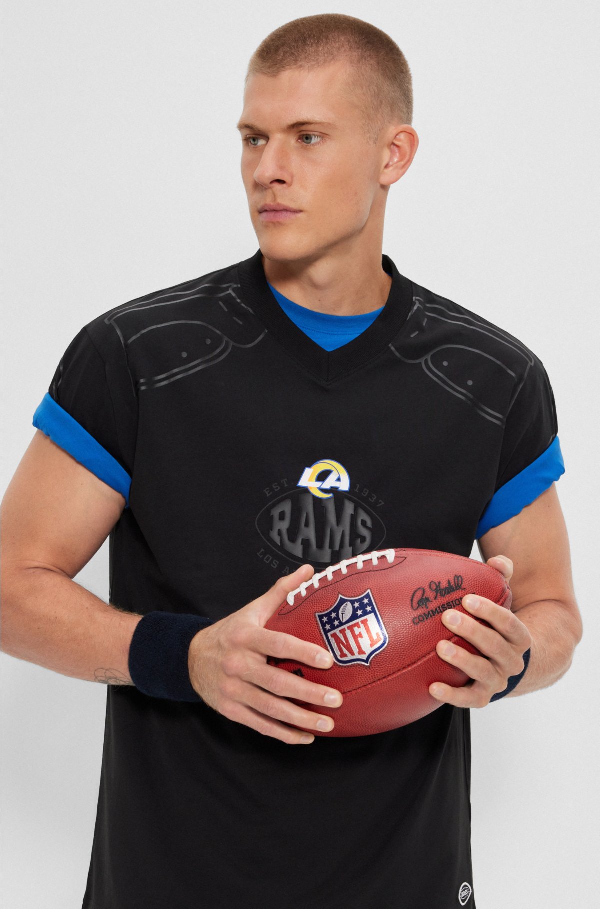 BOSS x NFL oversize-fit T-shirt with collaborative branding, Rams