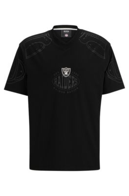 Shop Hugo Boss Boss X Nfl Oversize-fit T-shirt With Collaborative Branding In Raiders
