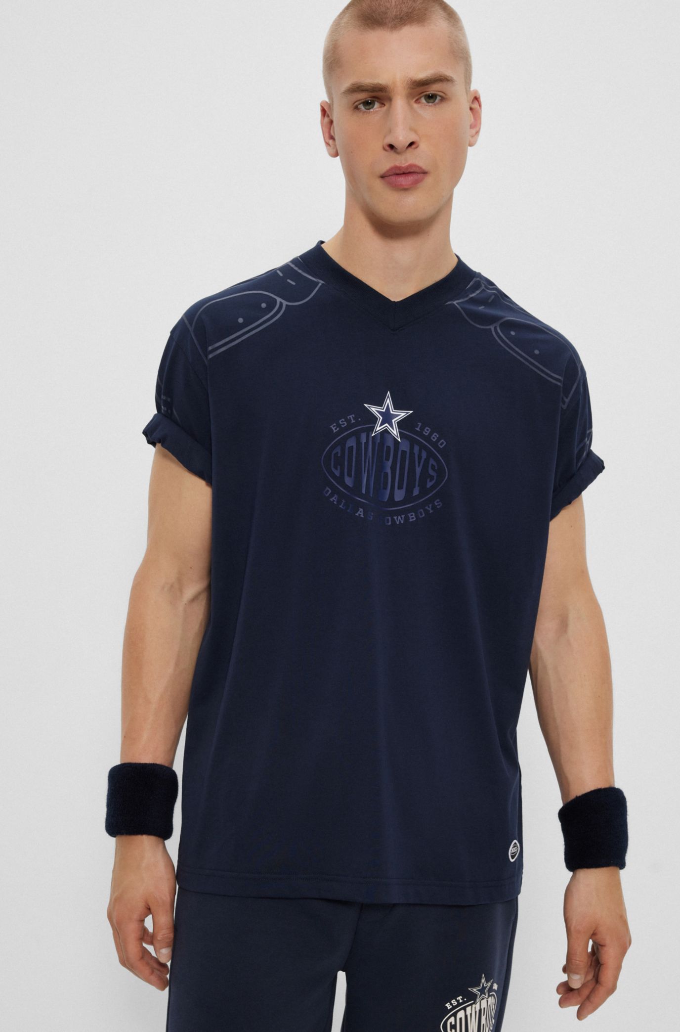 Boss x NFL Oversize-fit T-Shirt in Denim-Look Cotton- Cowboys | Men's T-shirts Size XL