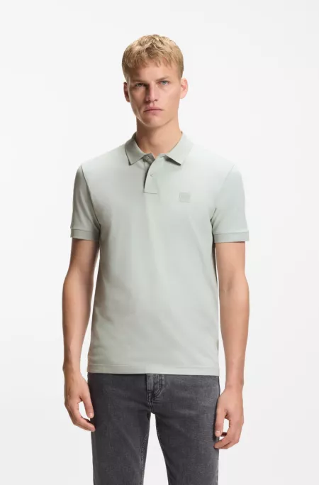 Stretch-cotton slim-fit polo shirt with logo patch