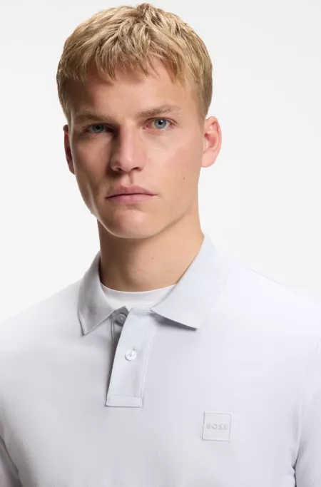 Stretch-cotton slim-fit polo shirt with logo patch