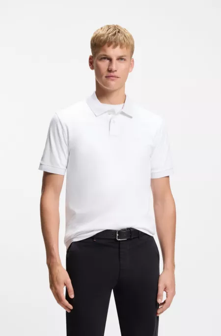 Stretch-cotton slim-fit polo shirt with logo patch