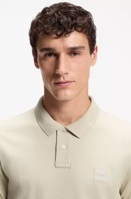 Stretch-cotton slim-fit polo shirt with logo patch