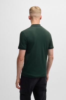 Polo Slim en coton stretch &agrave; patch logo, Chaux
