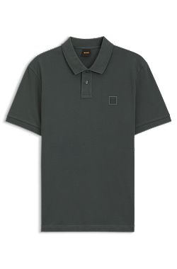 Stretch-cotton slim-fit polo shirt with logo patch
