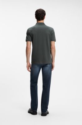 Polo slim fit de algod&oacute;n el&aacute;stico con aplique de logo, Cal