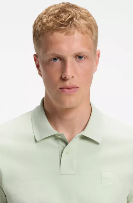 Stretch-cotton slim-fit polo shirt with logo patch