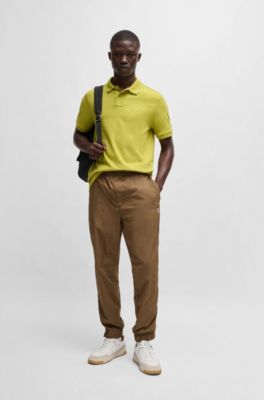 Polo Slim en coton stretch &agrave; patch logo, Chaux