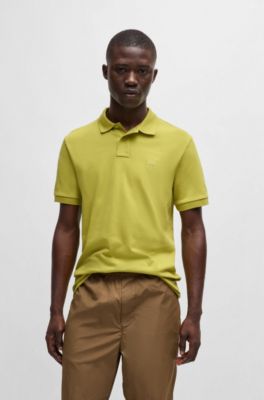 Polo Slim en coton stretch &agrave; patch logo, Chaux