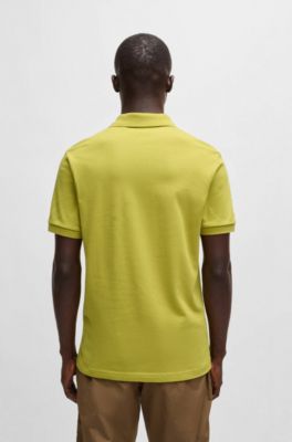 Polo Slim en coton stretch &agrave; patch logo, Chaux