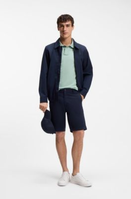 Polo slim fit de algod&oacute;n el&aacute;stico con aplique de logo, Turquesa