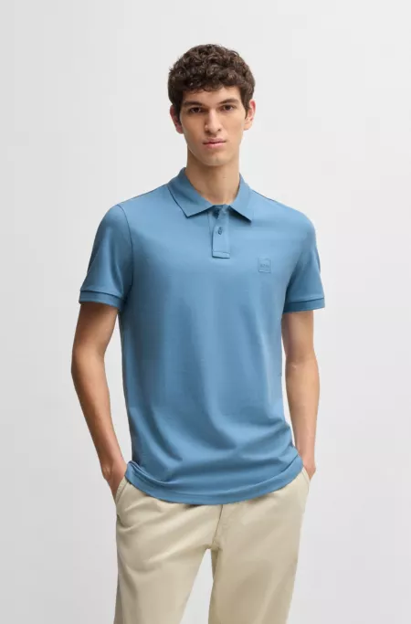 Stretch-cotton slim-fit polo shirt with logo patch