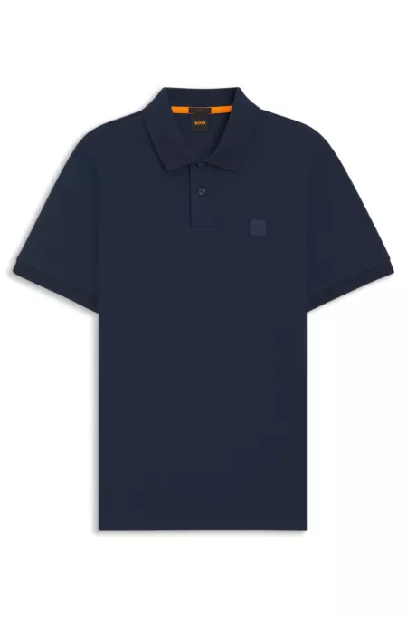 Stretch-cotton slim-fit polo shirt with logo patch