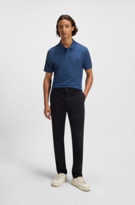 Polo Slim en coton stretch &agrave; patch logo, bleu clair