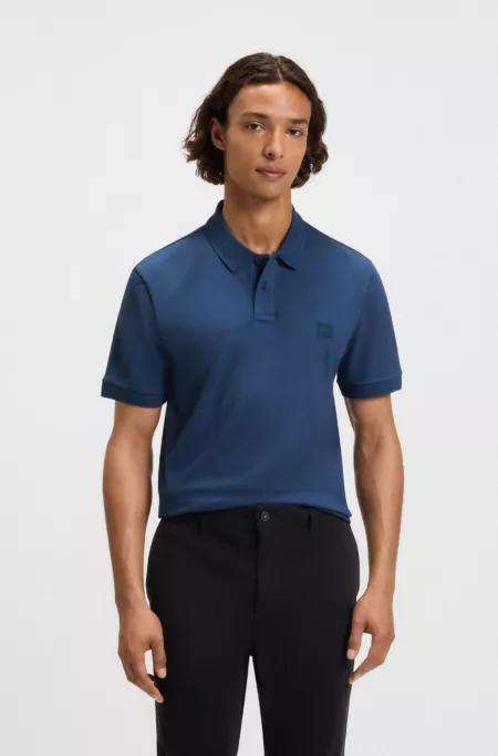 Stretch-cotton slim-fit polo shirt with logo patch