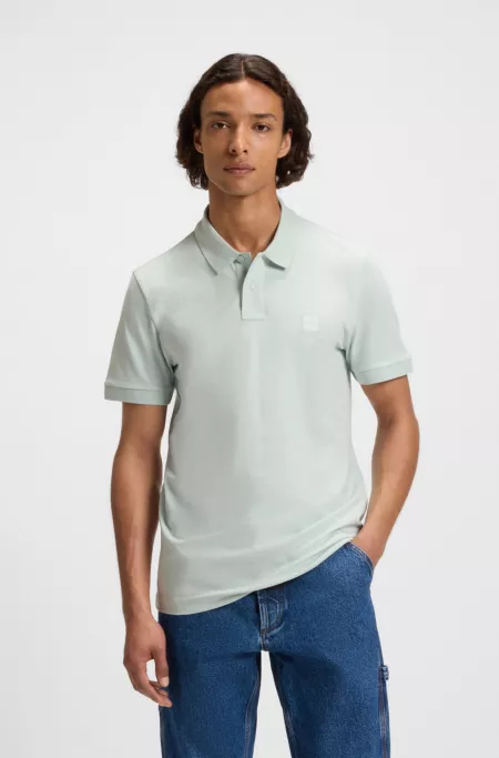 Stretch-cotton slim-fit polo shirt with logo patch