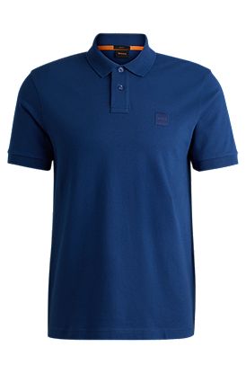 Polo slim fit de algodón elástico con parche de logo