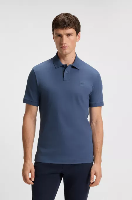 Stretch-cotton slim-fit polo shirt with logo patch
