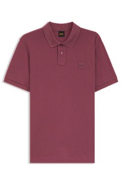 Polo slim fit de algodón elástico con aplique de logo