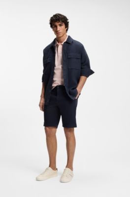 Polo slim fit de algod&oacute;n el&aacute;stico con parche de logo, Rosa claro