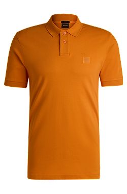 Polo Slim en coton stretch à patch logoté