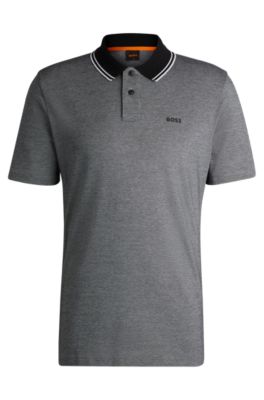 BOSS - Logo-print polo shirt in Oxford-piqué cotton