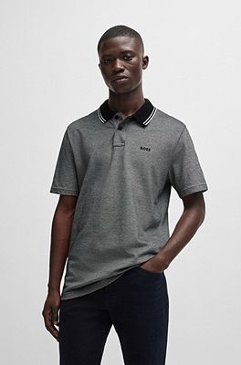 BOSS - Logo-print polo shirt in Oxford-piqué cotton