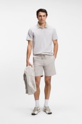 Logo-print polo shirt in cotton piqu&eacute;, Light Grey