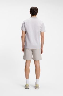 Polo de piqu&eacute; de algod&oacute;n con logo estampado, Gris claro