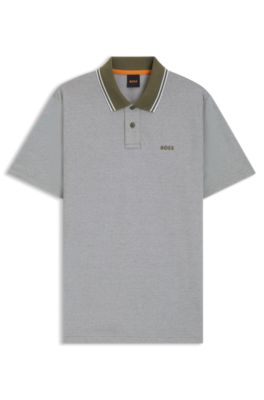 Polo en piqu&eacute; de coton avec logo imprim&eacute;, Chaux