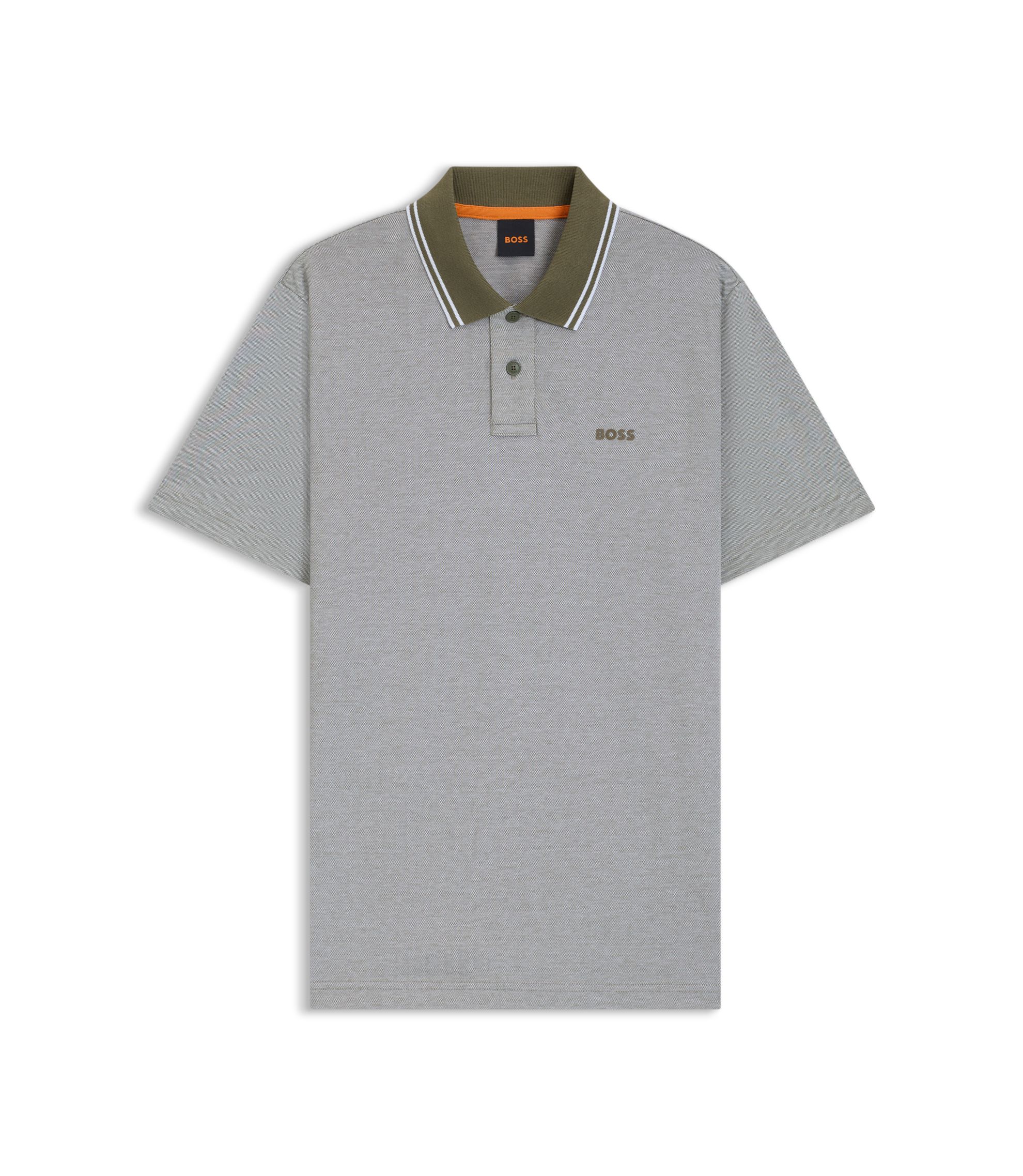 BOSS - Logo-print polo shirt in cotton piqué - Light Green
