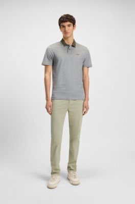 Polo en piqu&eacute; de coton avec logo imprim&eacute;, Chaux