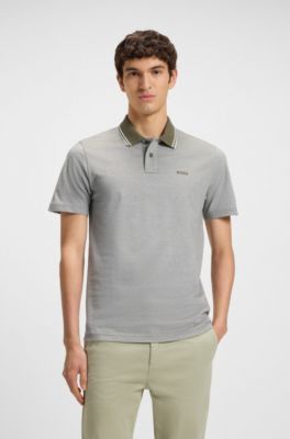 Logo-print polo shirt in cotton piqu&eacute;, Light Green