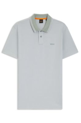 Polo en piqu&eacute; de coton avec logo imprim&eacute;, Chaux