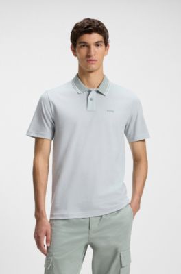 Logo-print polo shirt in cotton piqu&eacute;, Light Green