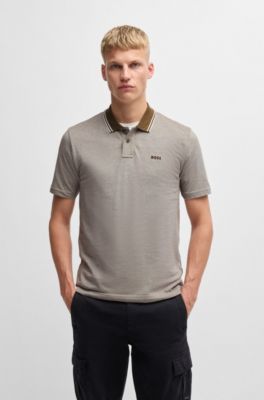 Polo en piqu&eacute; de coton avec logo imprim&eacute;, Chaux