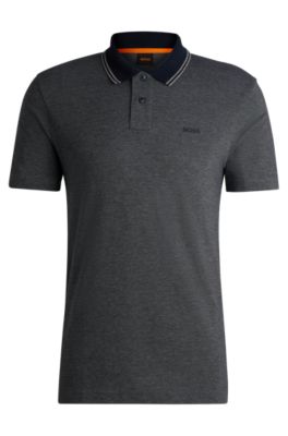 BOSS - Logo-print polo shirt in Oxford-piqué cotton