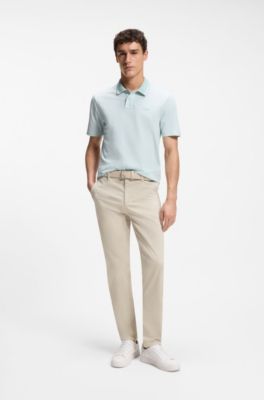 Logo-print polo shirt in cotton piqu&eacute;, Turquoise