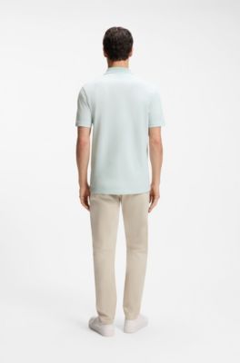 Logo-print polo shirt in cotton piqu&eacute;, Turquoise