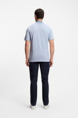 Logo-print polo shirt in cotton piqu&eacute;, Light Blue